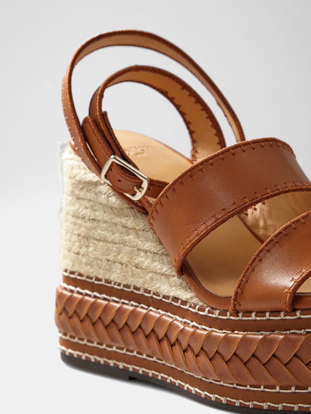 Castaner Tan Leather Espadrille Wedge Sandals - Picture 4 of 11